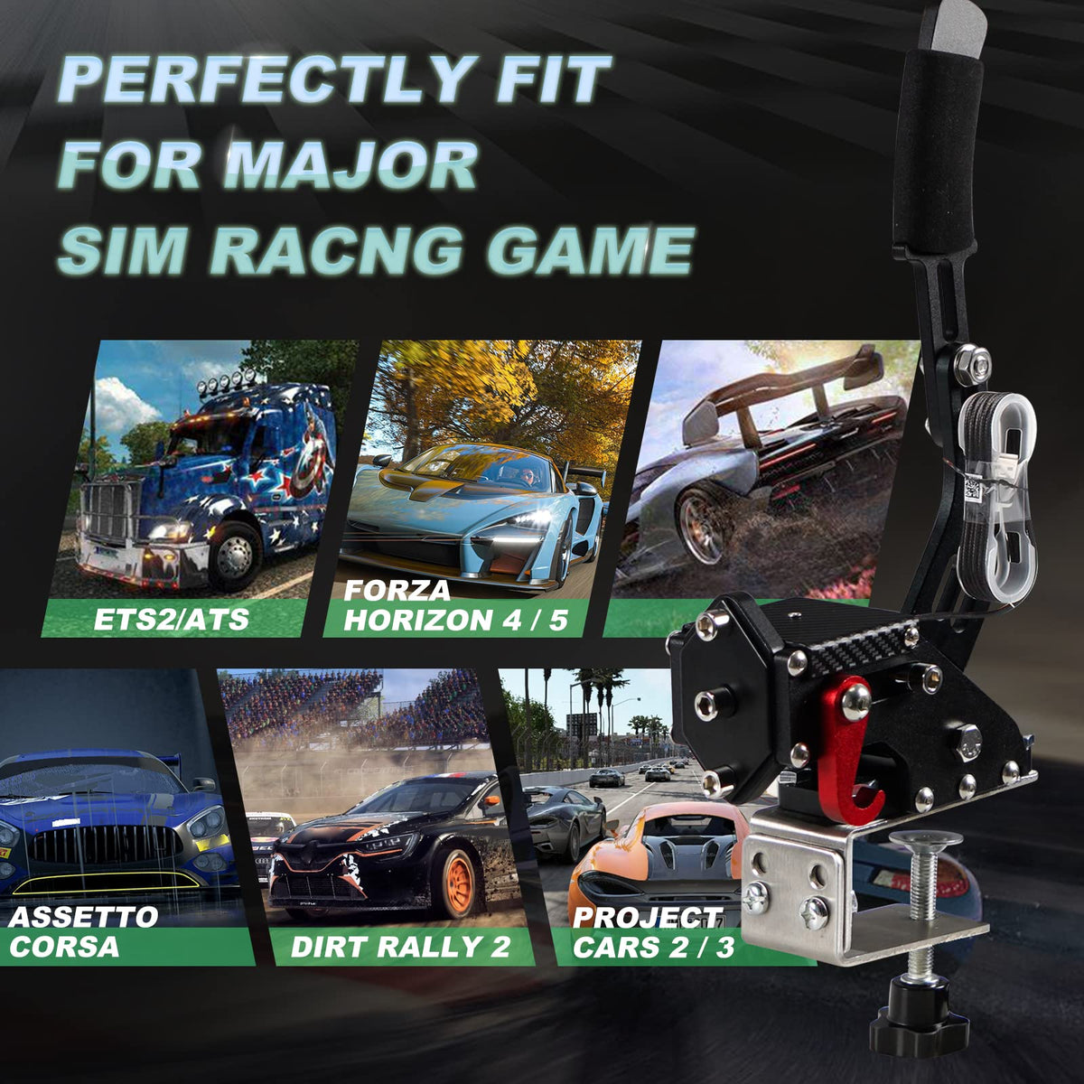 2-in-1 USB Handbrake with Hall Sensor and Clamp S567