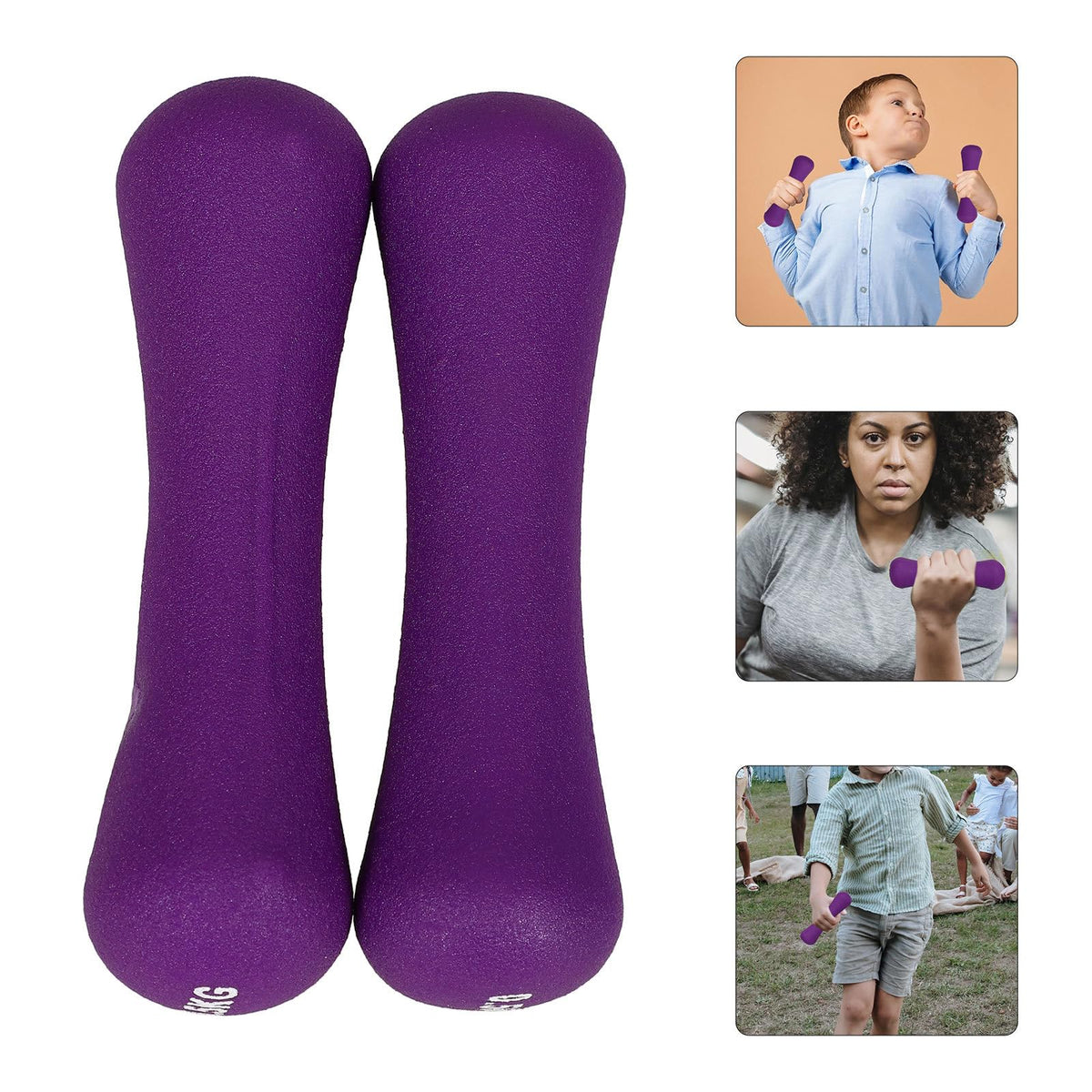 Bone-shaped Hand Dumbbells 2pcs 0.5kg Purple Neoprene Coated S169153