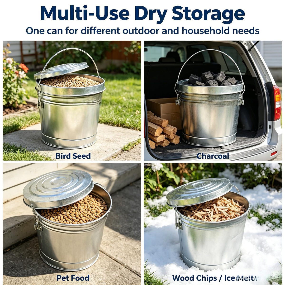 6 Gal Galvanized Steel Storage Can Locking Lid Z1414