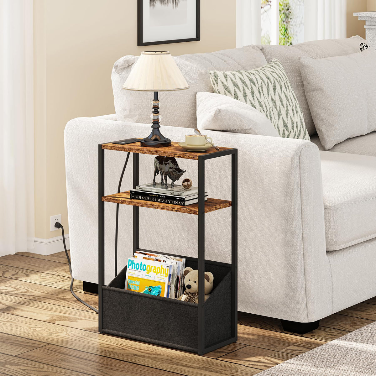Narrow Side Table with Charging Station U56135