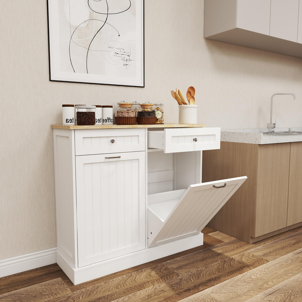 White 10-Gallon Trash Cabinet with 2 Drawers L185863