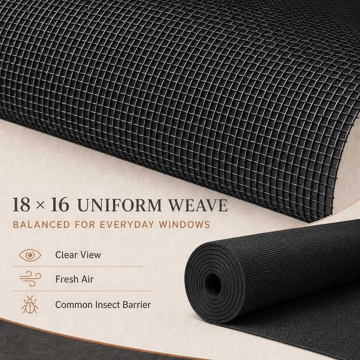 Black Aluminum Screen Door Mesh 48 in x 100 ft Roll O9116