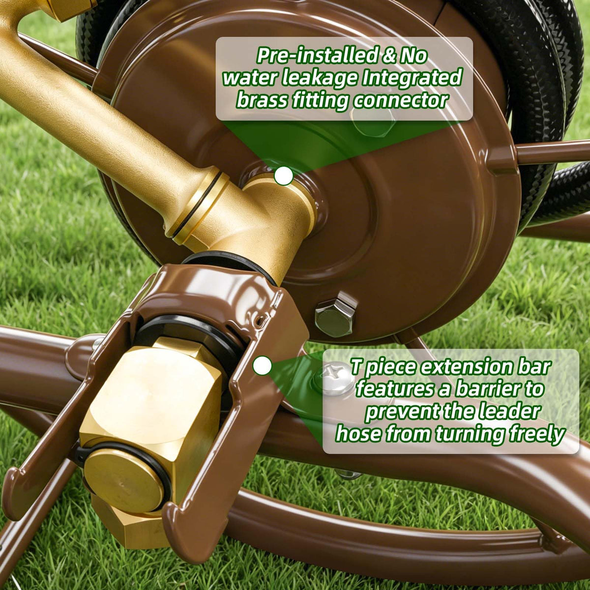Garden Hose Reel Cart, Heavy Duty Metal with 2 Wheels, Holds 230ft 5/8" X8258