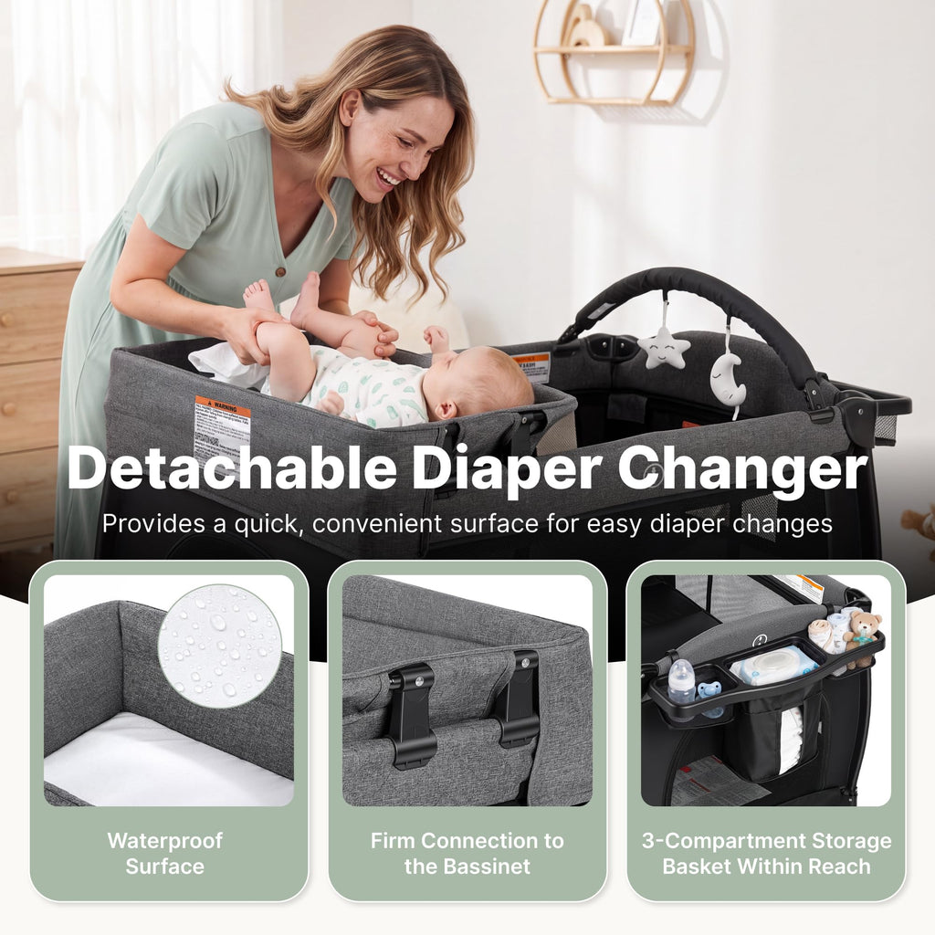 4-in-1 Pack and Play with Bassinet, Diaper Changer, Playpen X112148