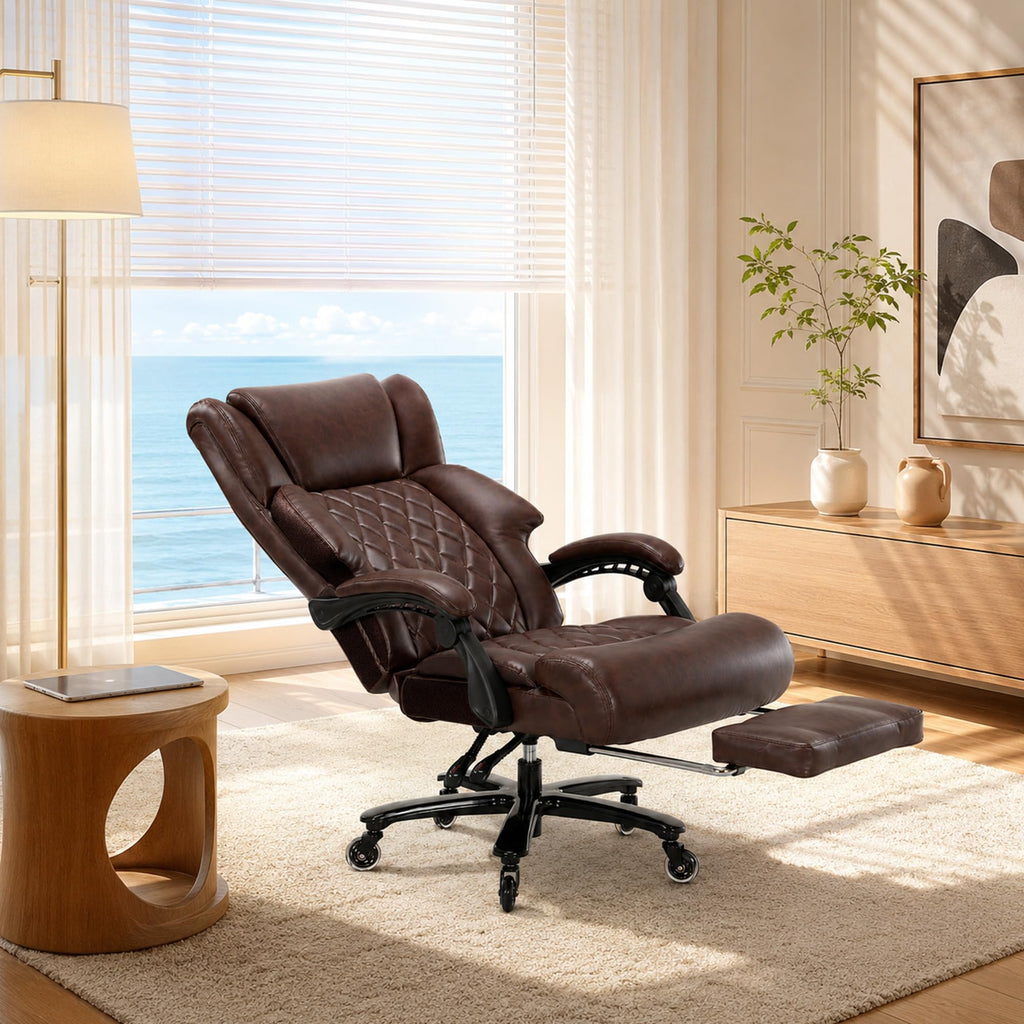 Brown Heavy Duty Reclining Executive Office Chair with Footrest Y517
