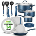 14-Piece Navy Blue Nonstick Cookware Set F792