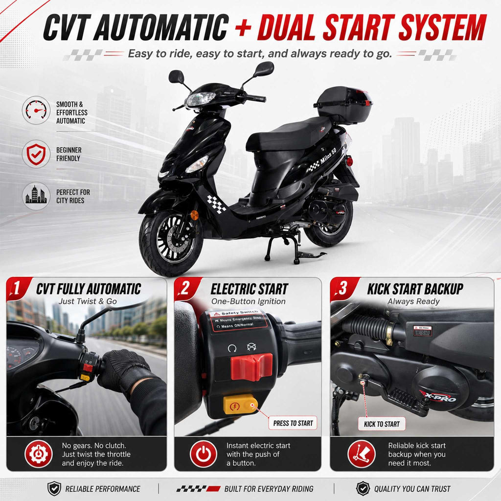 50cc Gas Moped Motorcycle with 10" Aluminum Wheels P618170