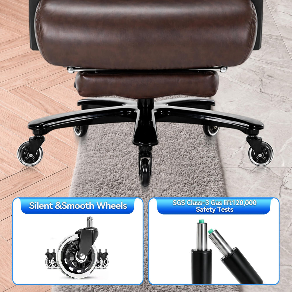 Brown Heavy Duty Reclining Executive Office Chair with Footrest Y517