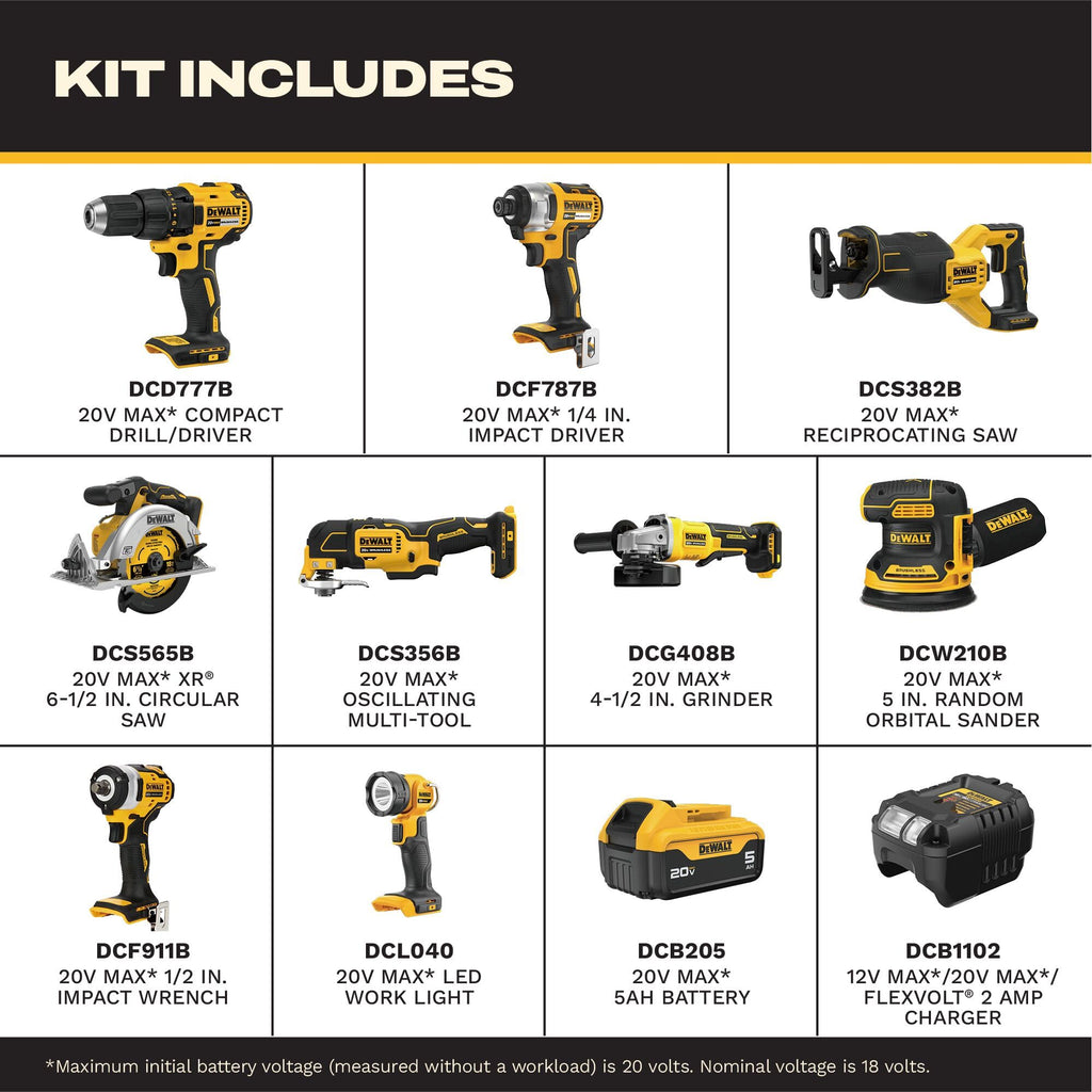 20V MAX Brushless 9 Power Tools with Battery Charger F6161
