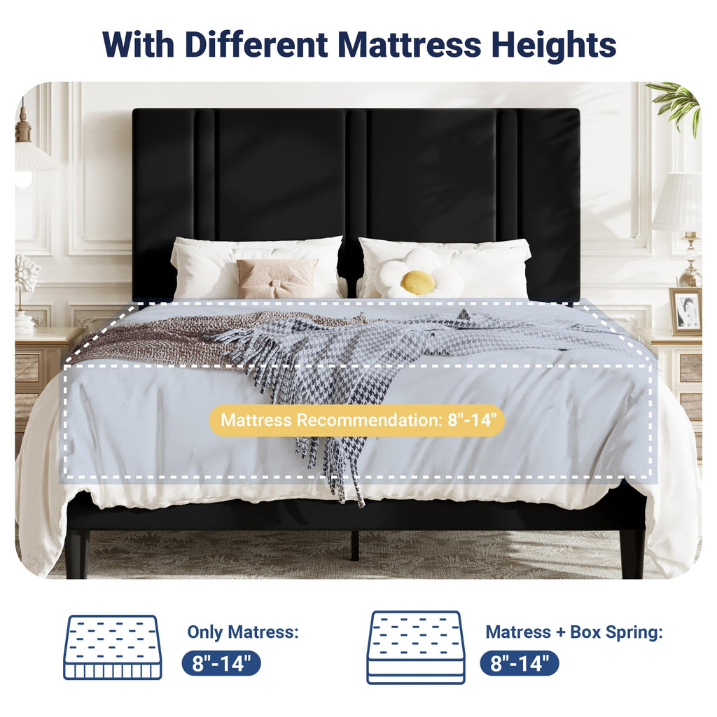Queen Velvet Upholstered Platform Bed Frame Y2771