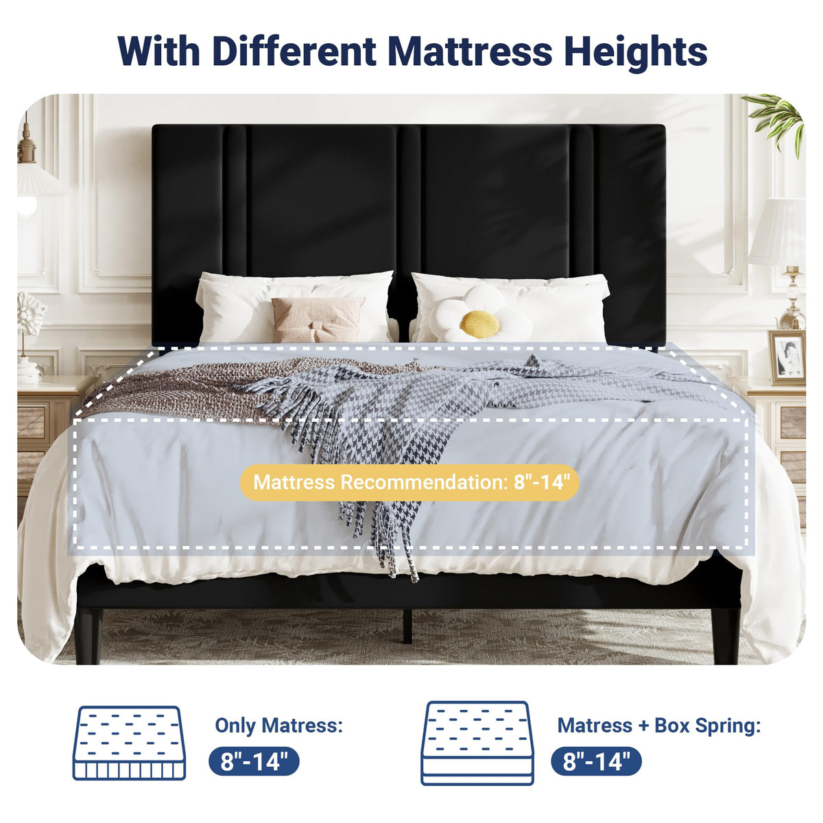 Queen Velvet Upholstered Platform Bed Frame Y2771