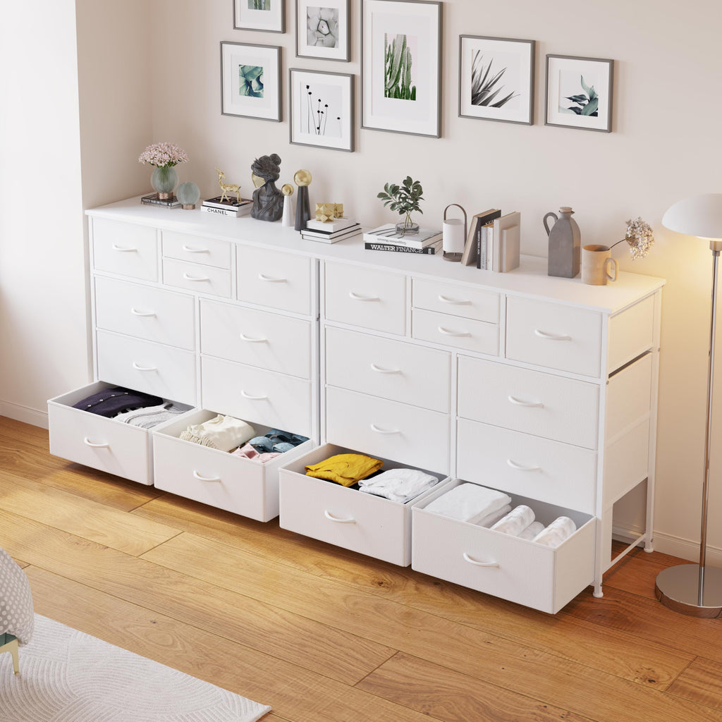 White 10 Drawer Fabric Dresser H989863
