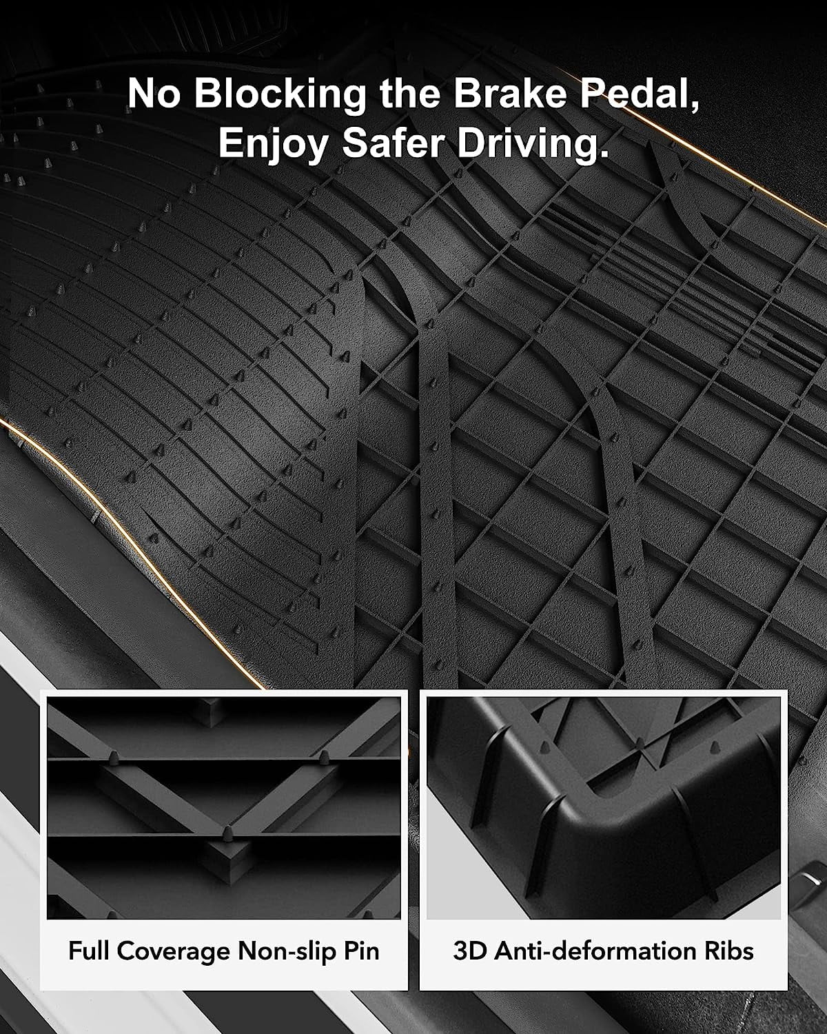 Custom Fit Floor Mats for Tesla Model X 6 Seat 1-3 Rows 2021-2023 All Weather TPE Full Set U3137