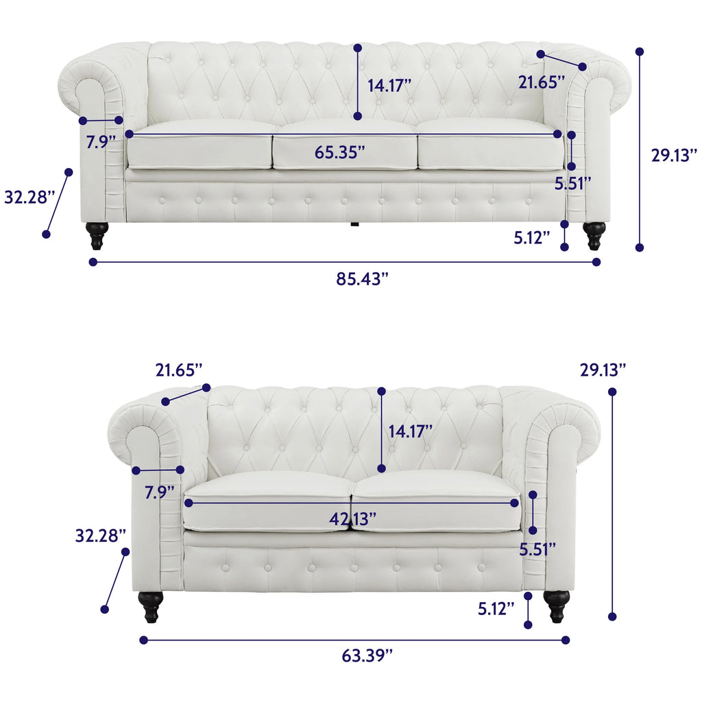 White Tufted Sofa X1876