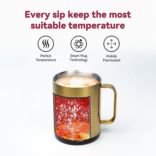 Gold 14 oz Self-Heating Coffee Mug with Lid B919