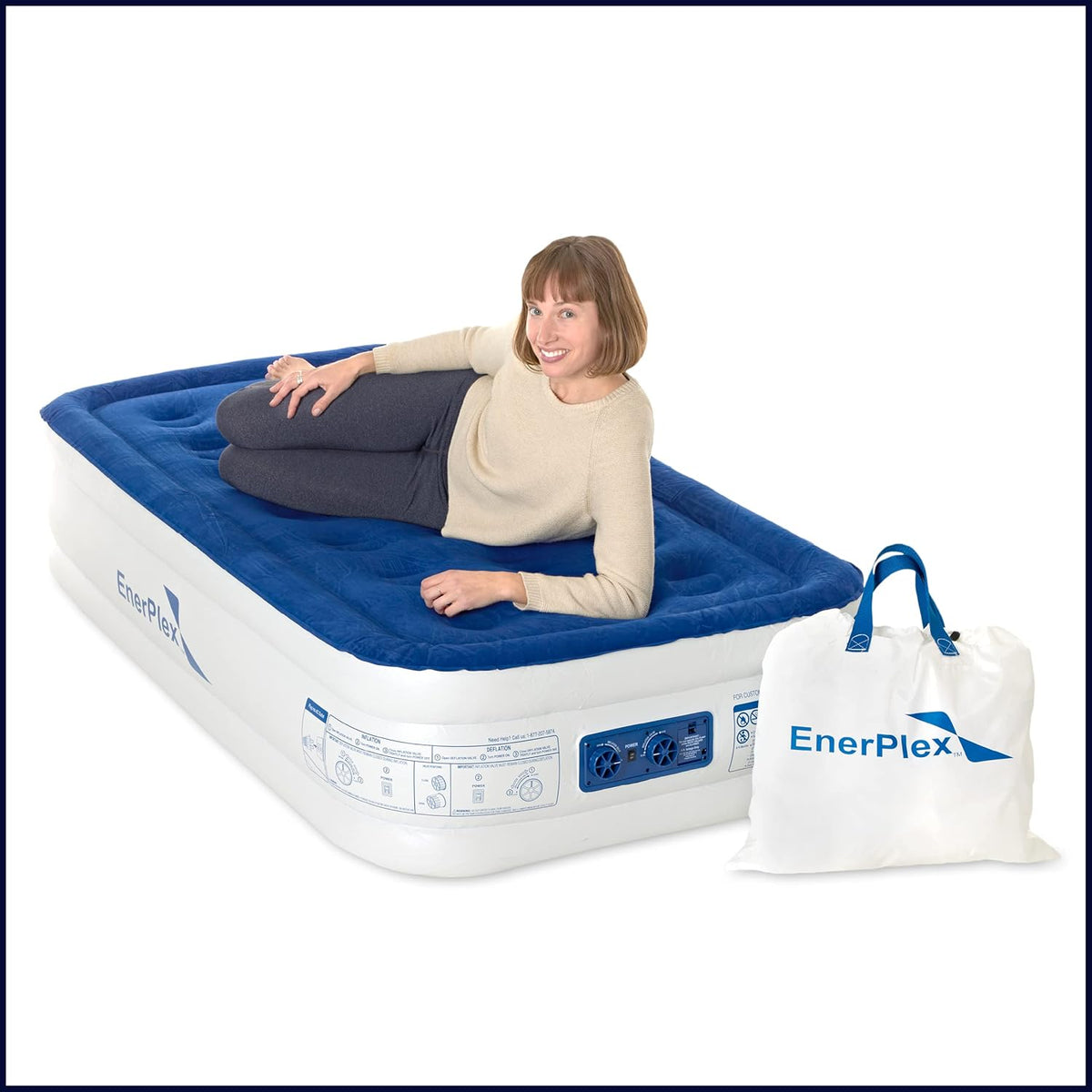 Luxury 15 Inflatable Twin Air Mattress with Built-in Dual Pump Q645186
