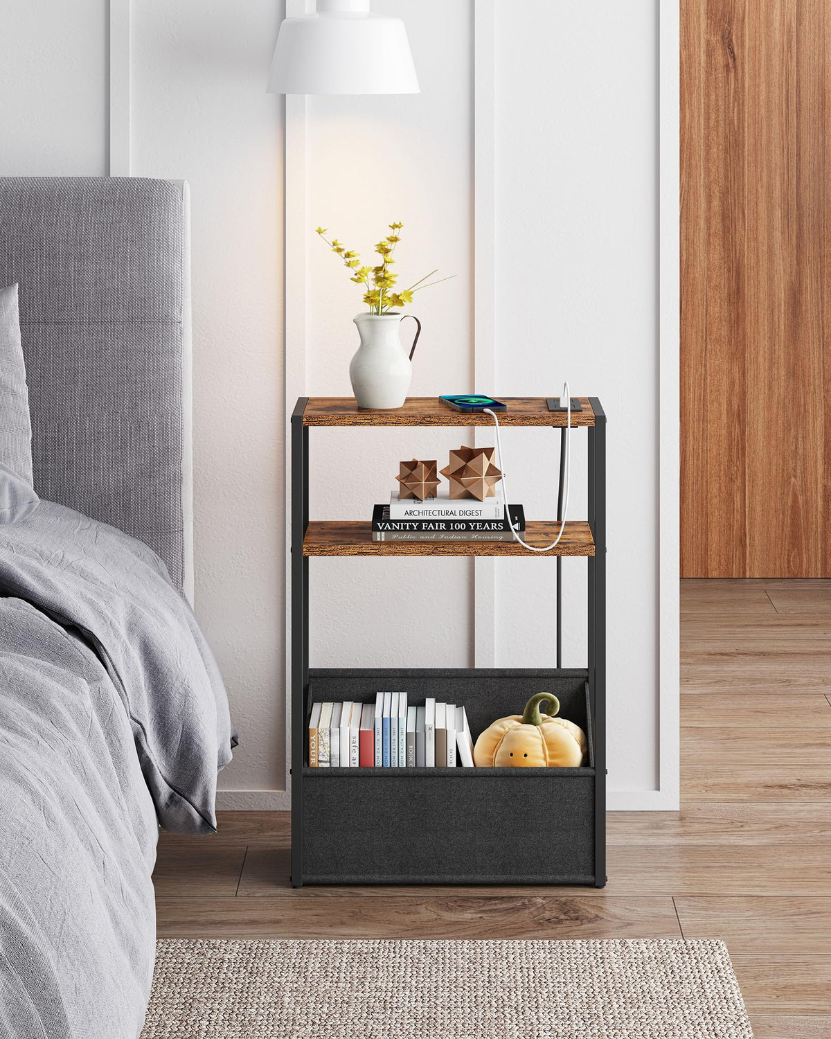 Narrow Side Table with Charging Station U56135