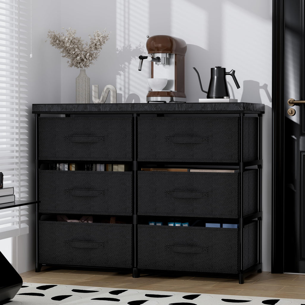 6 Drawer Fabric Dresser Storage Tower A9685