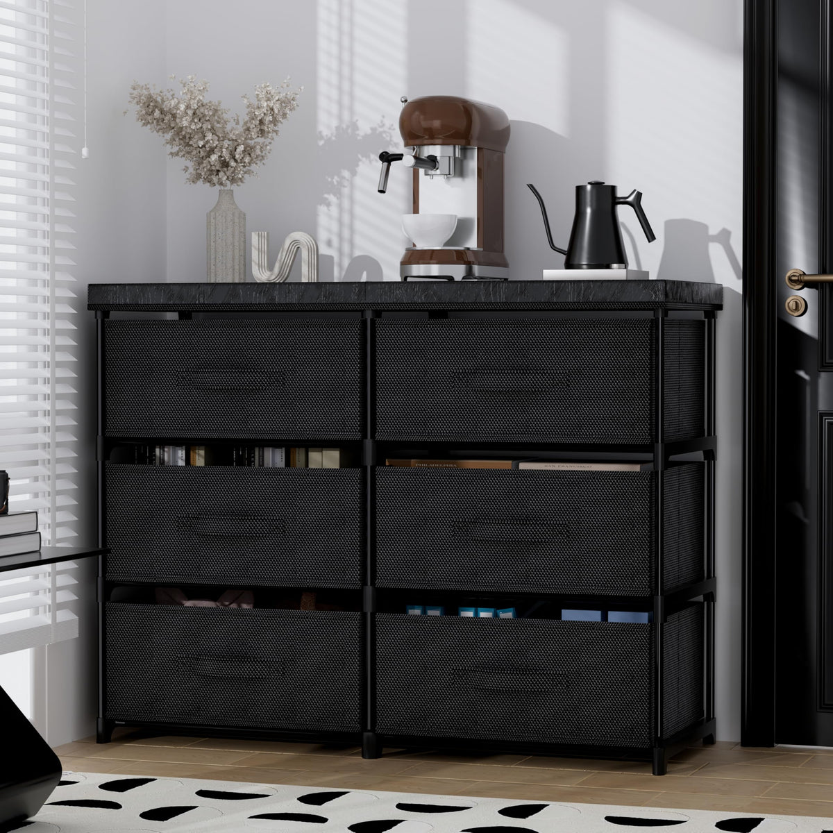 6 Drawer Fabric Dresser Storage Tower A9685