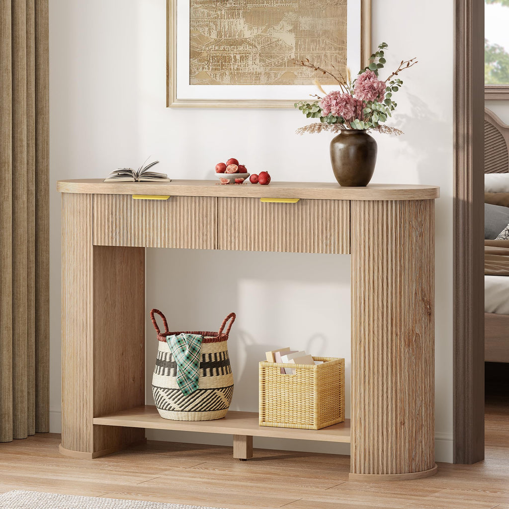 47.2" Oak Console Table with 2 Drawers & Shelf S85473
