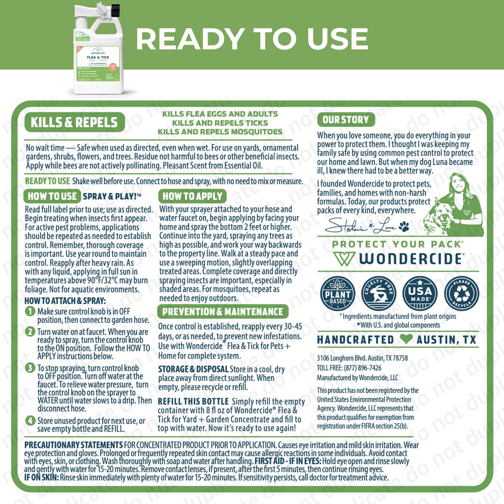 Flea, Tick, and Mosquito Yard Spray Refill Starter Kit 32 oz Ready to Use and 16 oz Concentrate C8716