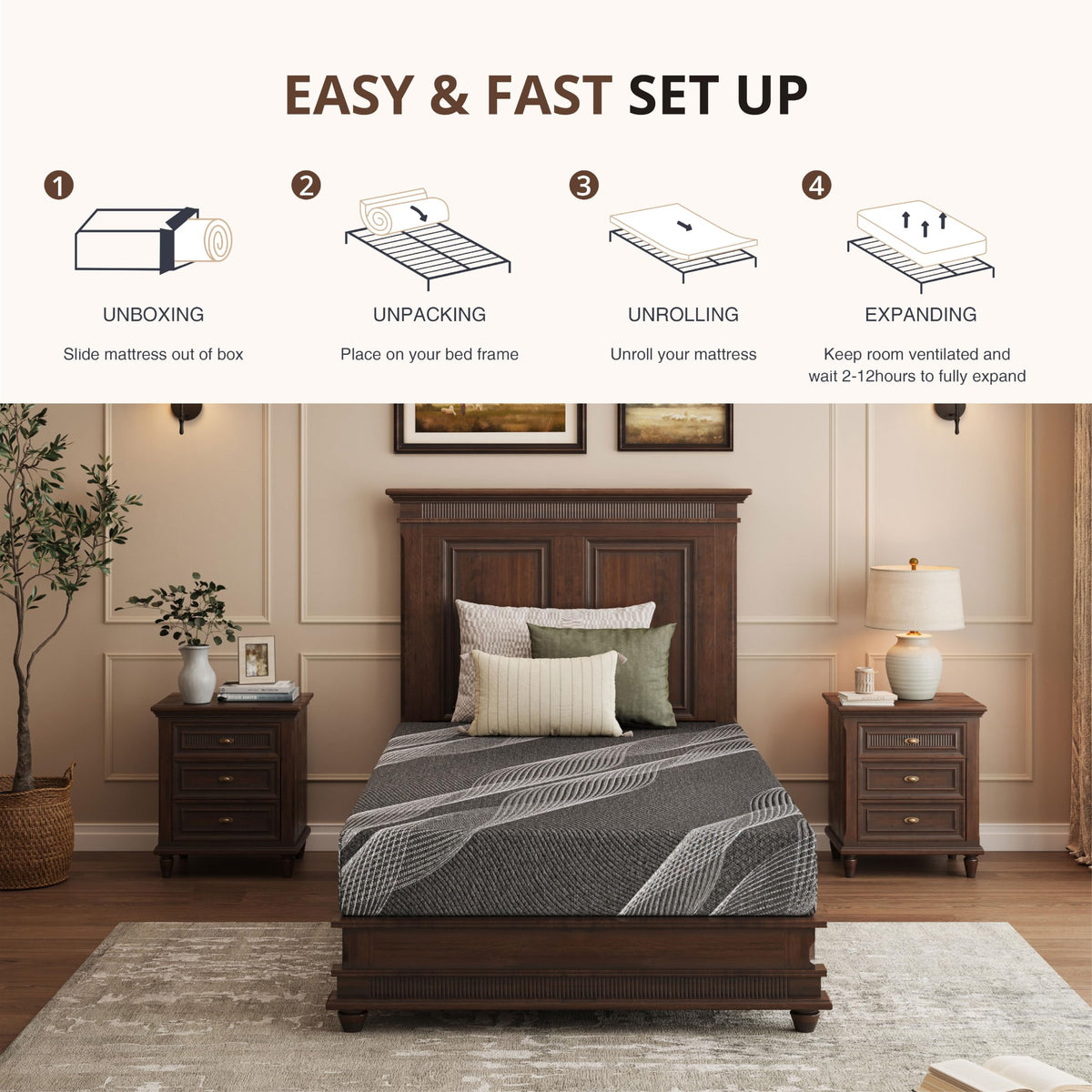 Twin Size 6 Inch Gel Memory Foam Mattress Z55928