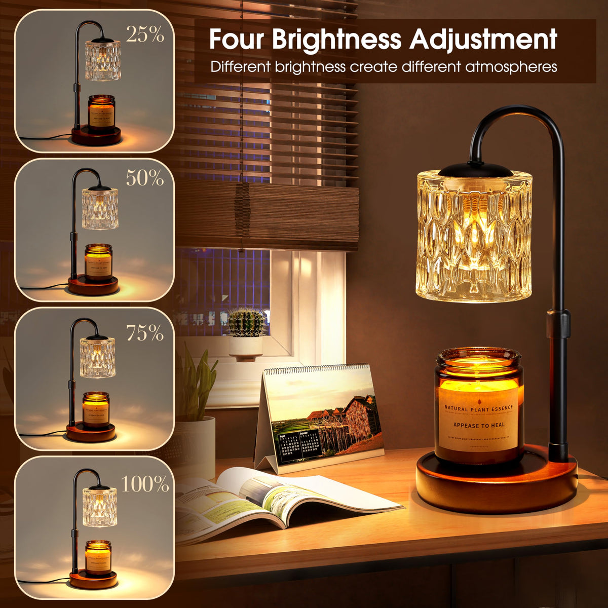 Dimmable Height Adjustable Candle Warmer Lamp with Timer B33472