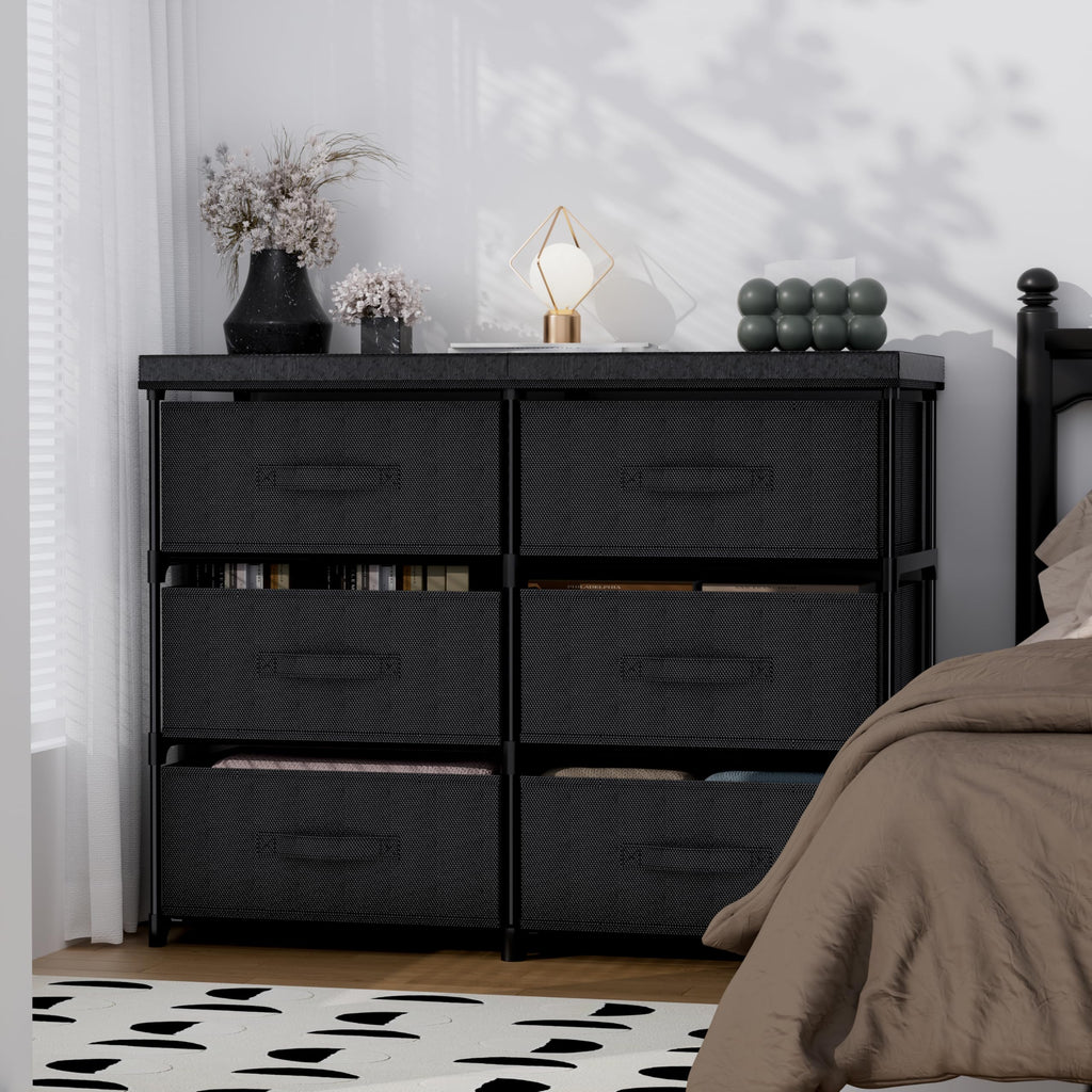 6 Drawer Fabric Dresser Storage Tower A9685