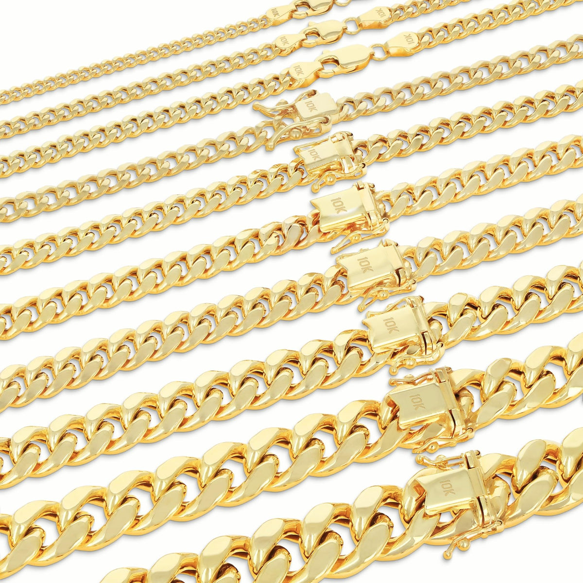 10K Yellow Gold Cuban Link Chain Necklace P817