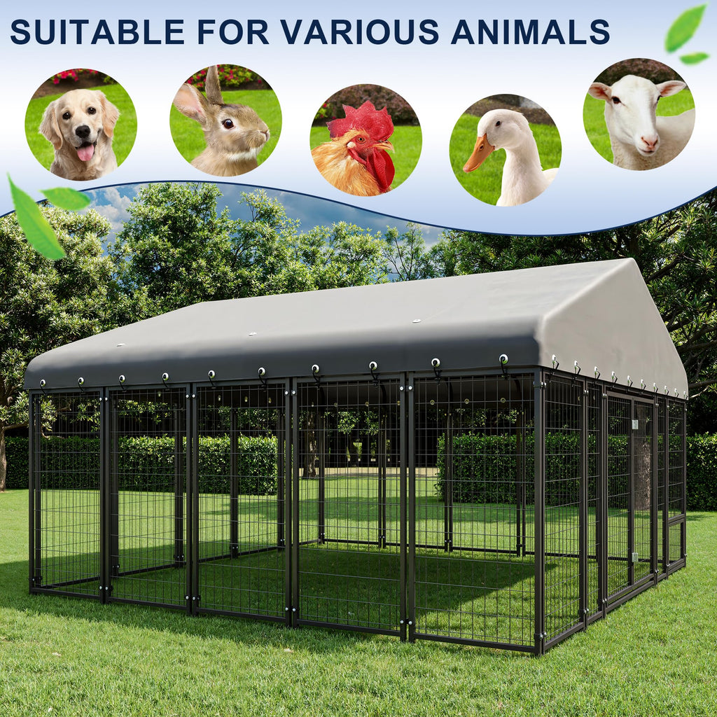 10X10FT Heavy Duty Galvanized Steel Dog Kennel with Roof L861