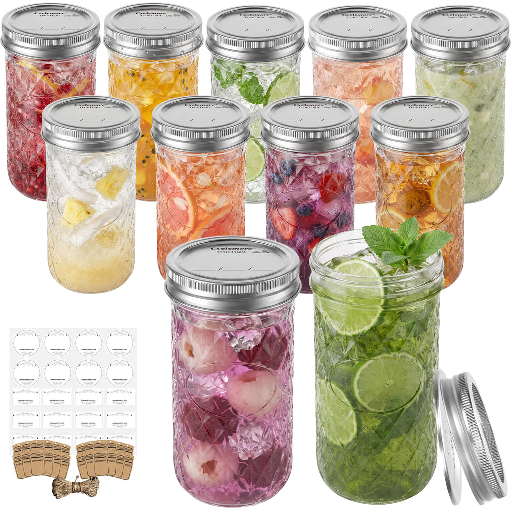 12 Pack 12oz Regular Mouth Glass Jars With Lids O18179
