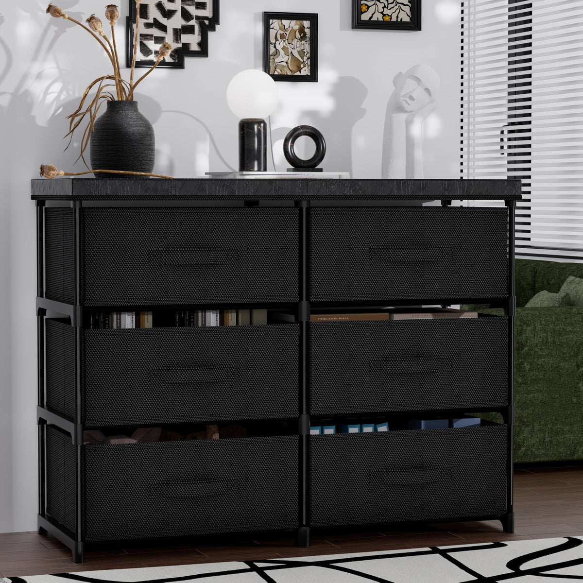 6 Drawer Fabric Dresser Storage Tower A9685