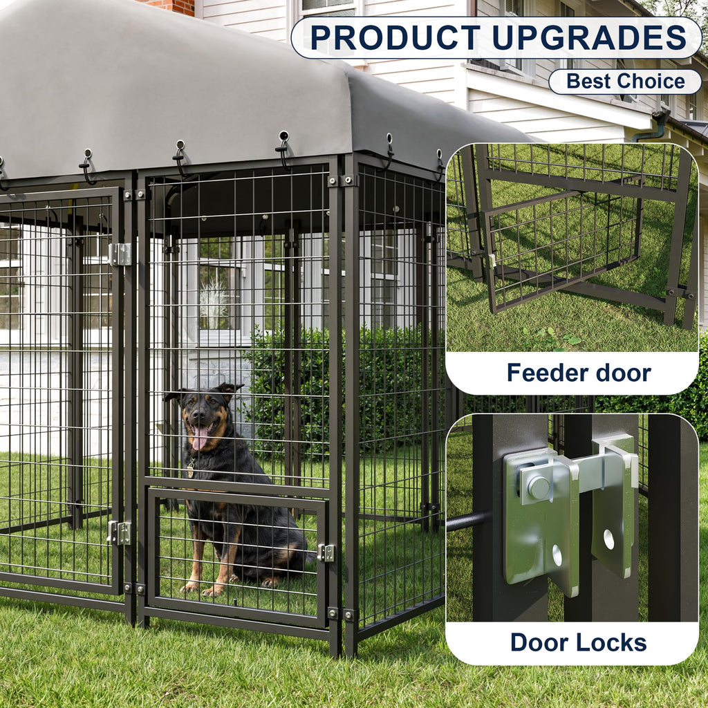 10X10FT Heavy Duty Galvanized Steel Dog Kennel with Roof L861