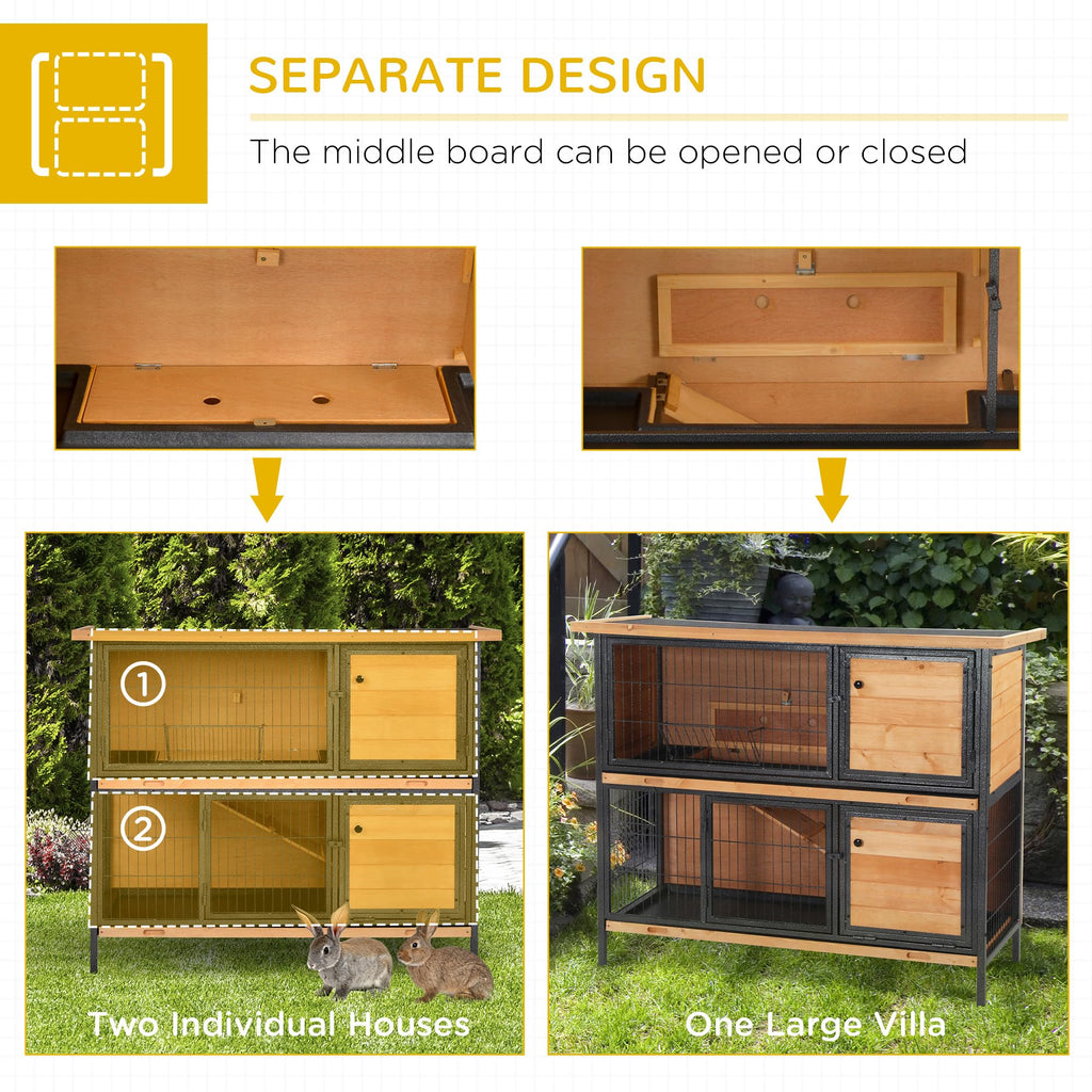 48" 2-Story Rabbit Hutch with Metal Frame B2216