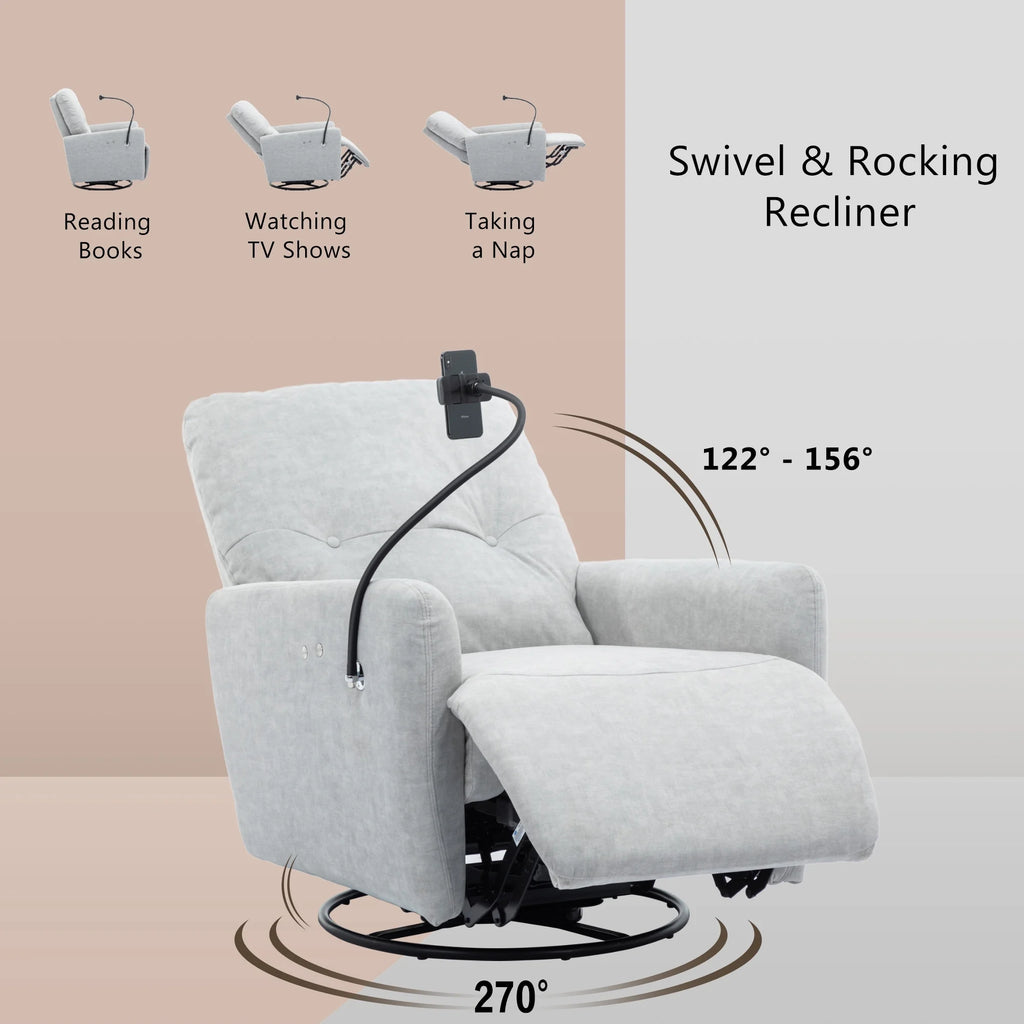 Grey 270 Degree Swivel Electric Recliner Sofa A515526