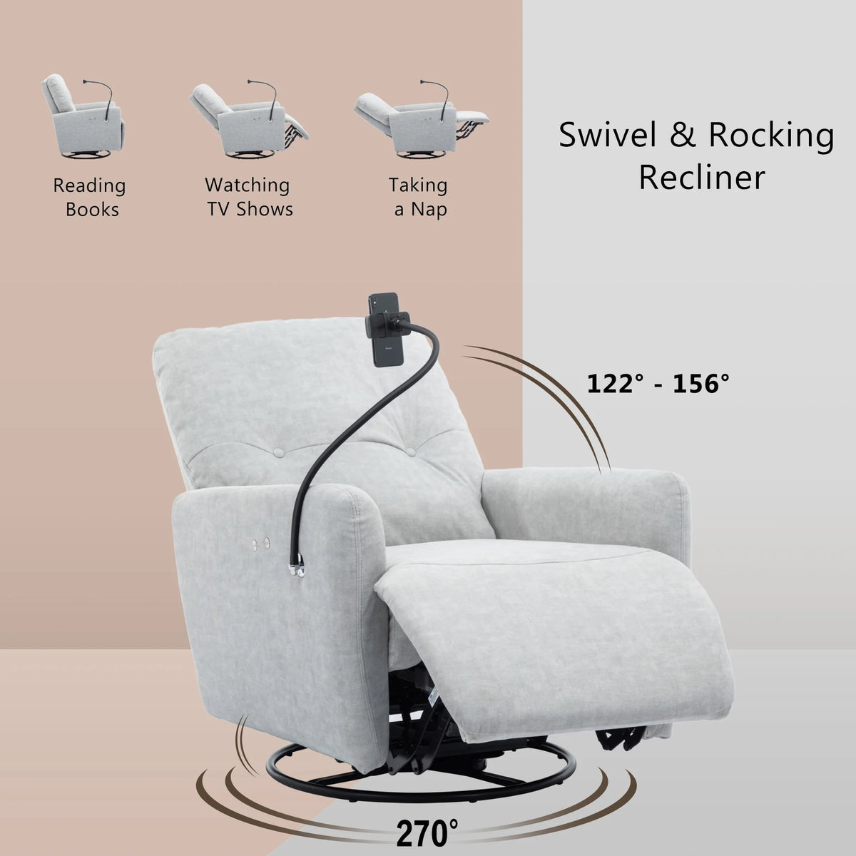 Grey 270 Degree Swivel Electric Recliner Sofa A515526