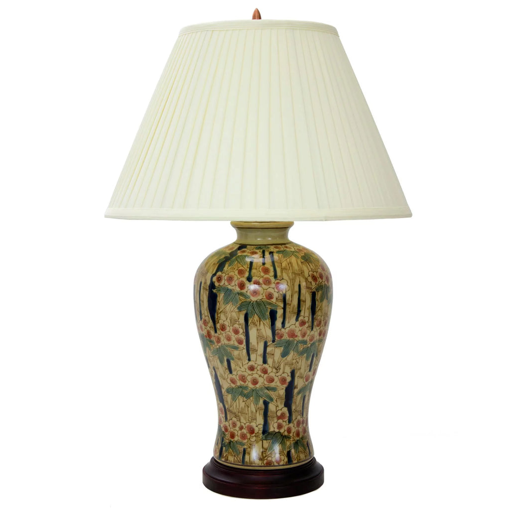 25" Glazed Bamboo Blossom Vase Lamp O14536