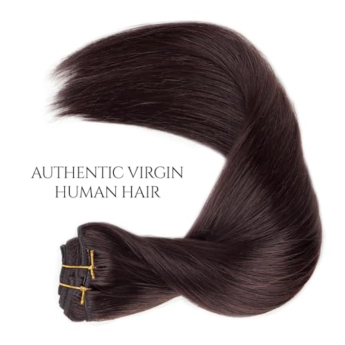 18 Inch 120g 8pcs Dark Brown Clip In Real Human Hair Extensions U359