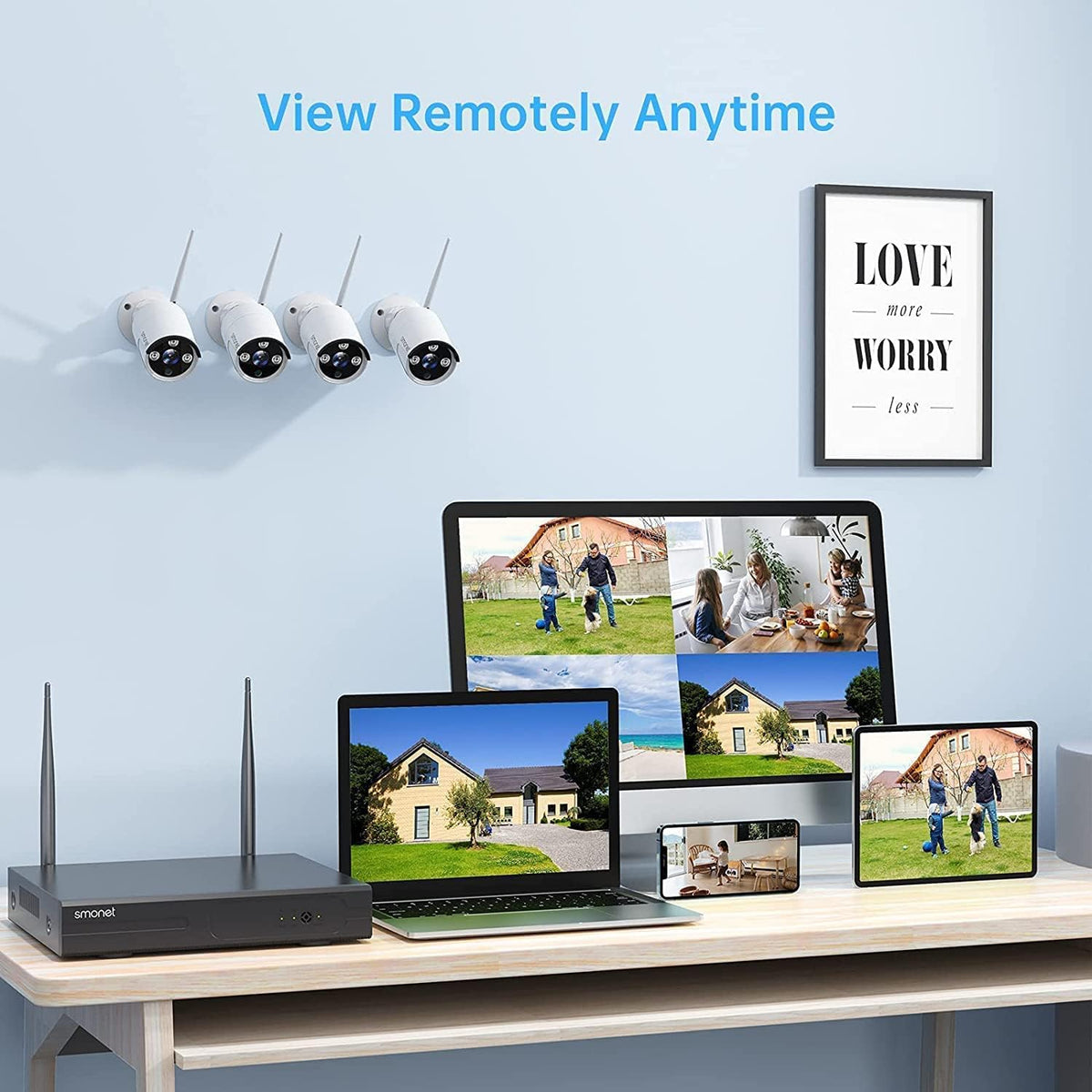 3MP Wireless Security Camera System with Audio, 8CH NVR Kits, 4pcs 3MP Indoor Outdoor WiFi IP Cameras, Night Vision, AI Human Detection Q303