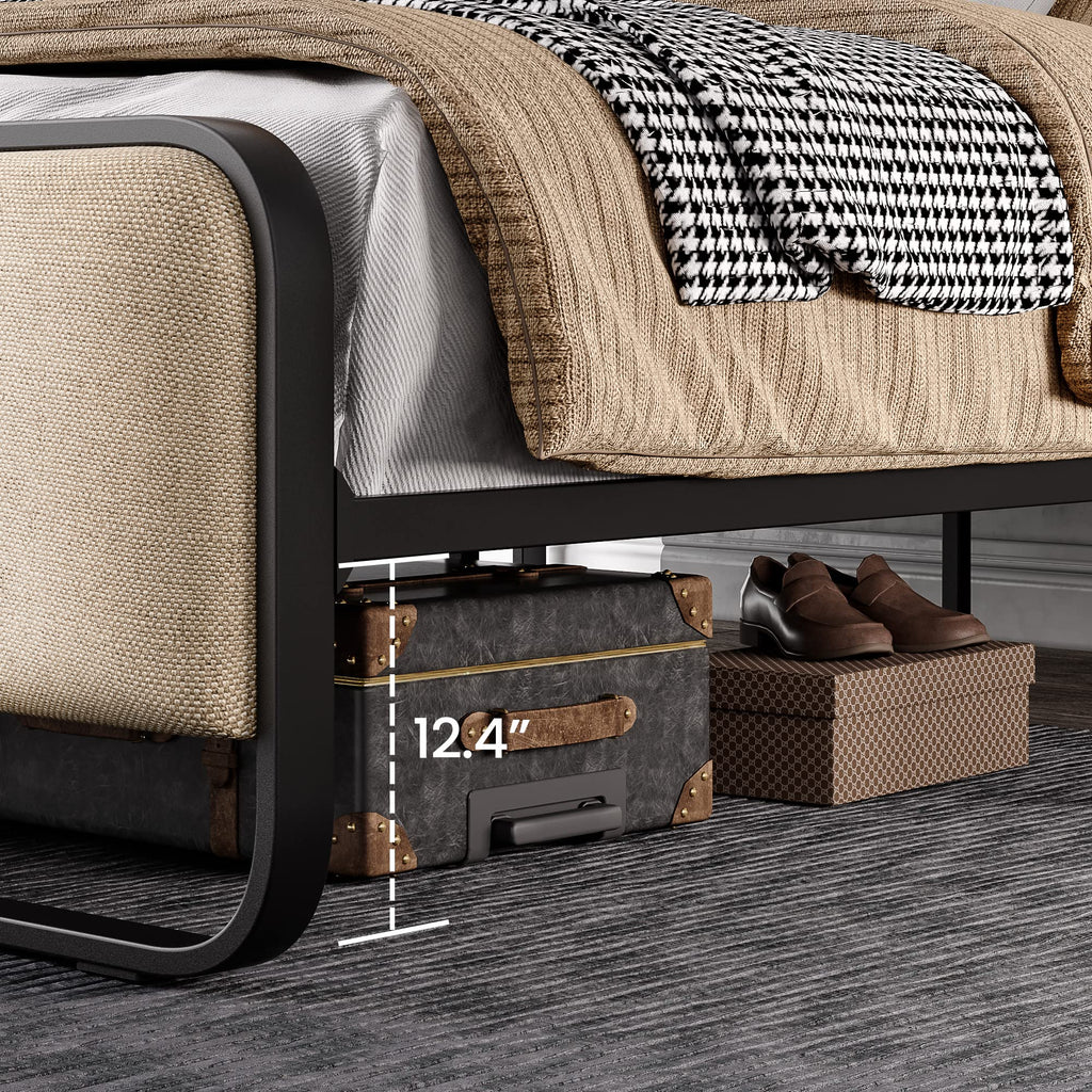 Full Size Metal Bed Frame with Upholstered Headboard D122497