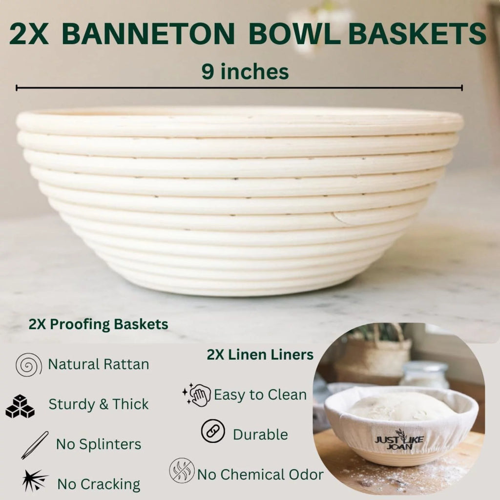 Sourdough Bread Baking Kit with Starter Jar and Banneton Bowl Basket Z17072