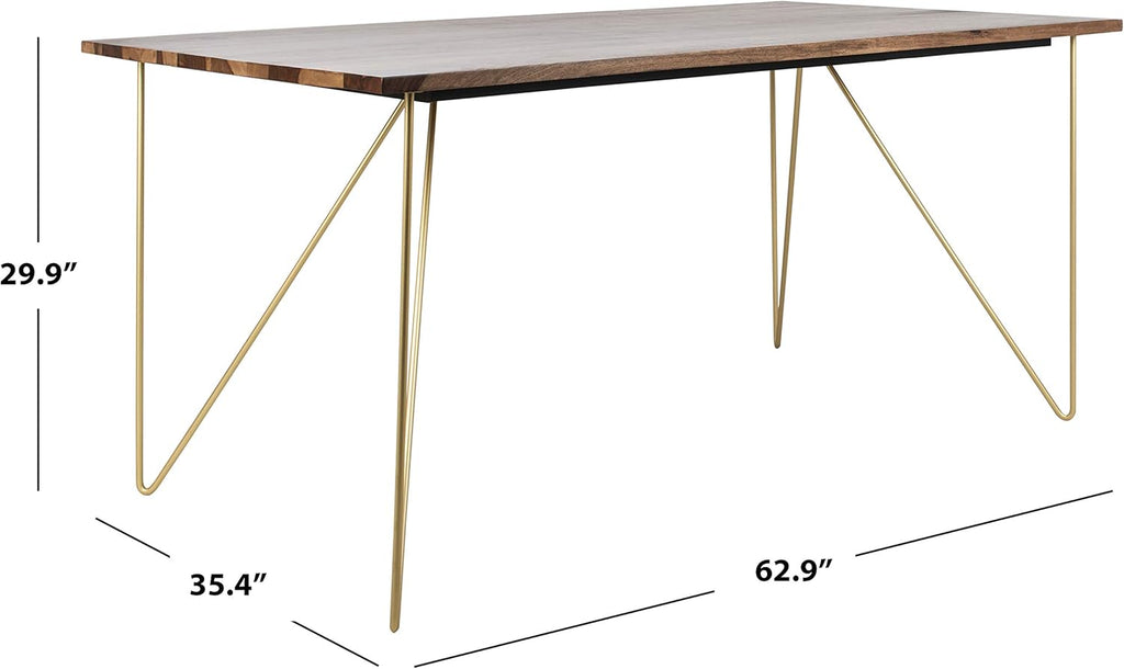 Walnut and Brass Dining Table A557