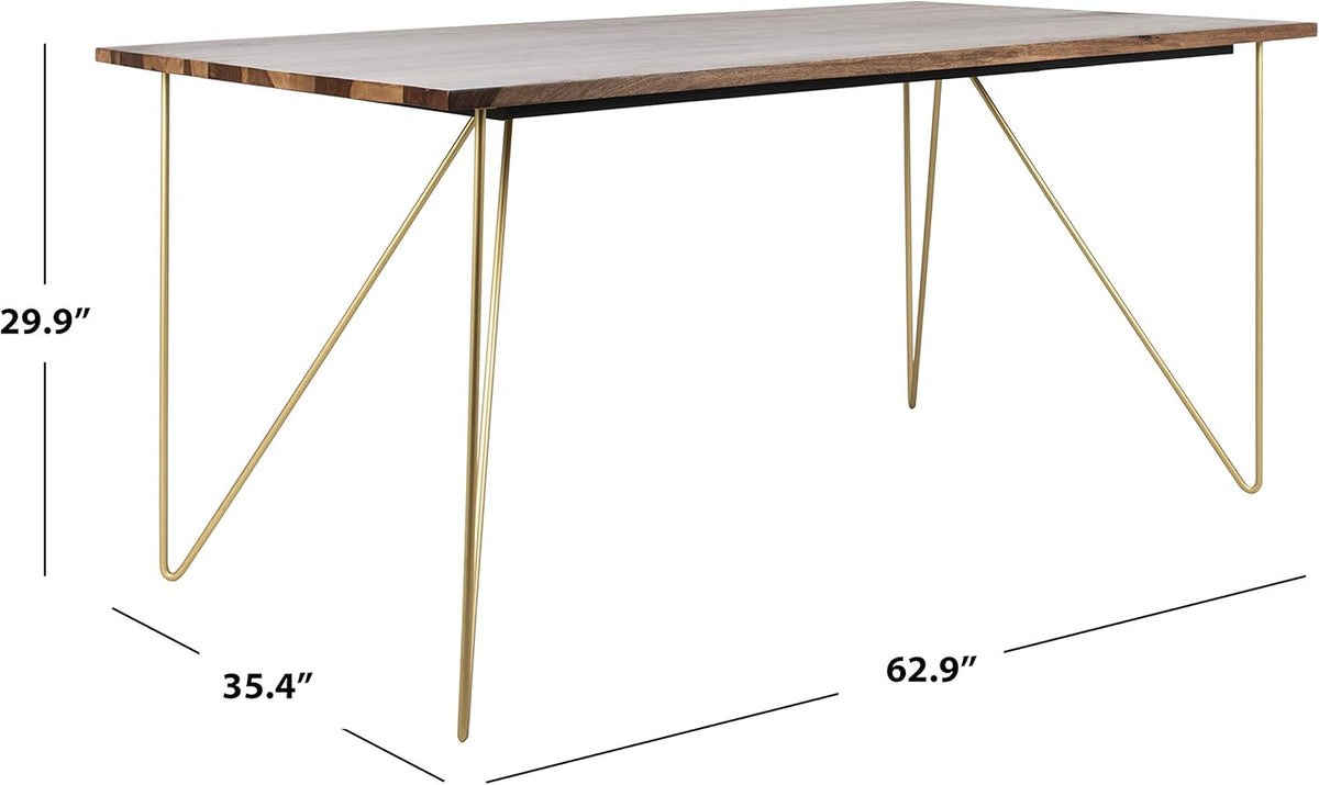 Walnut and Brass Dining Table A557