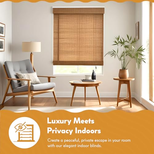 Cordless Bamboo Roman Shades - Driftwood - 28.5 in. W x 64 in. L A826388