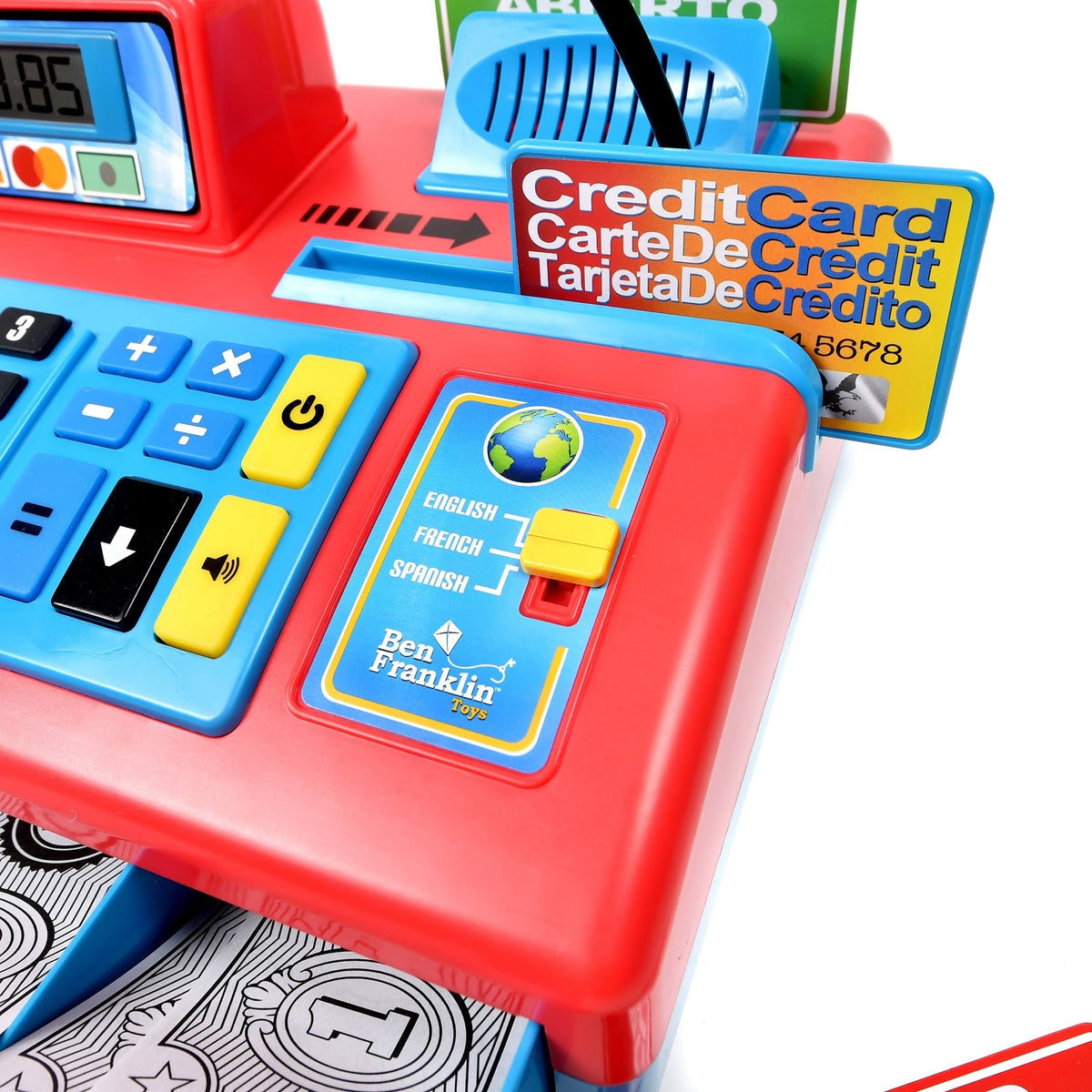 Talking Cash Register Kit with Play Money and Store Set in Red Toy L308