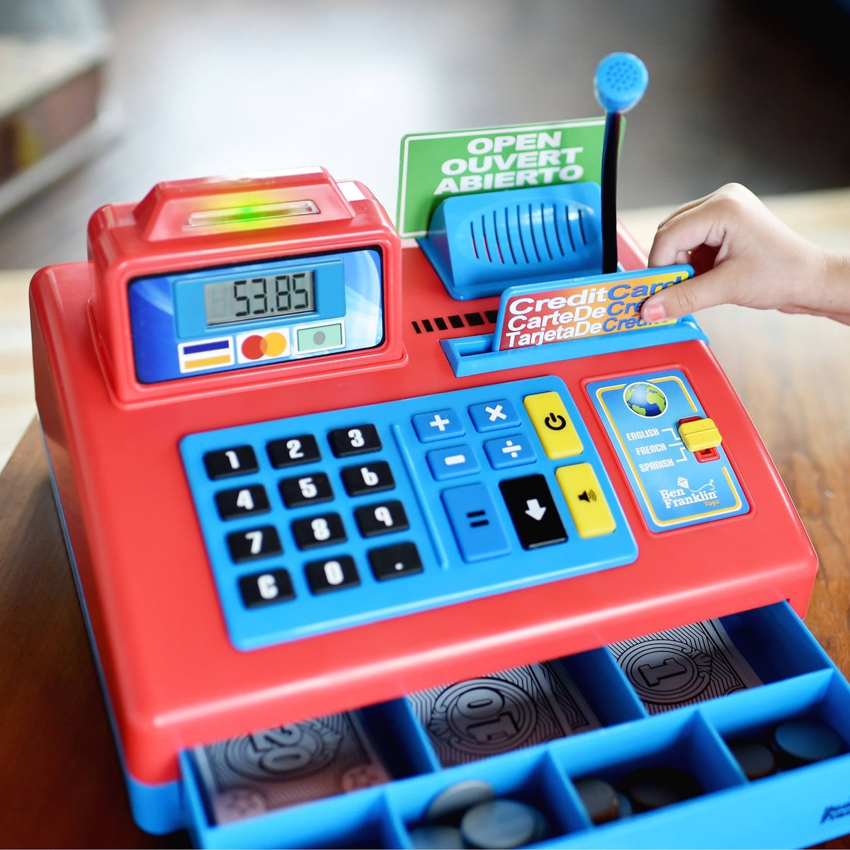 Talking Cash Register Kit with Play Money and Store Set in Red Toy L308