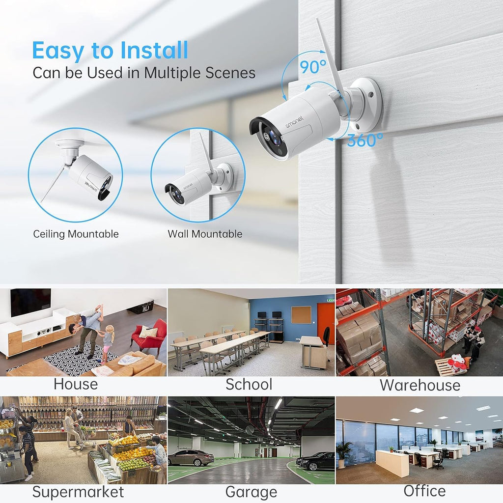 3MP Wireless Security Camera System with Audio, 8CH NVR Kits, 4pcs 3MP Indoor Outdoor WiFi IP Cameras, Night Vision, AI Human Detection Q303