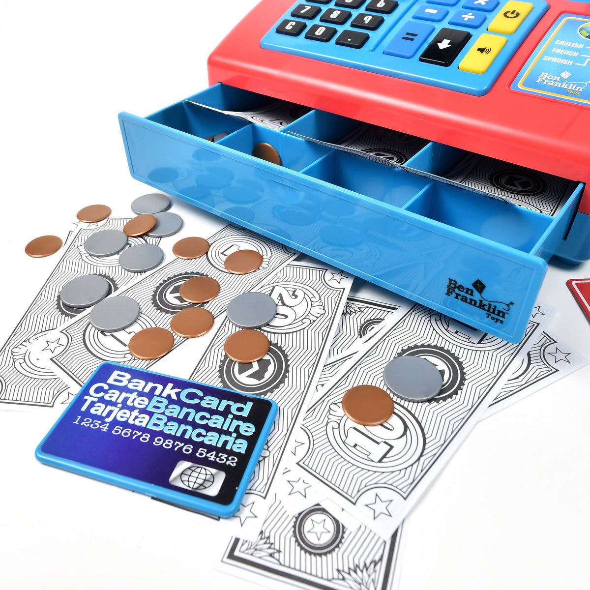 Talking Cash Register Kit with Play Money and Store Set in Red Toy L308