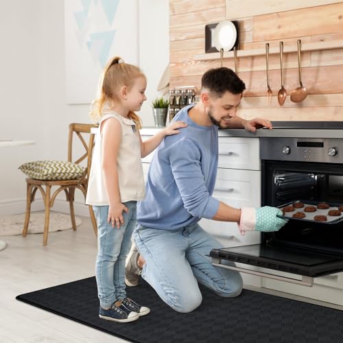 Grey Cushioned Anti Fatigue Kitchen Mats 2 PCS, 17.3"x 28"+17.3"x 47" Y45084