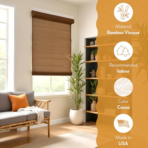 Cordless Bamboo Roman Shades - Driftwood - 28.5 in. W x 64 in. L A826388